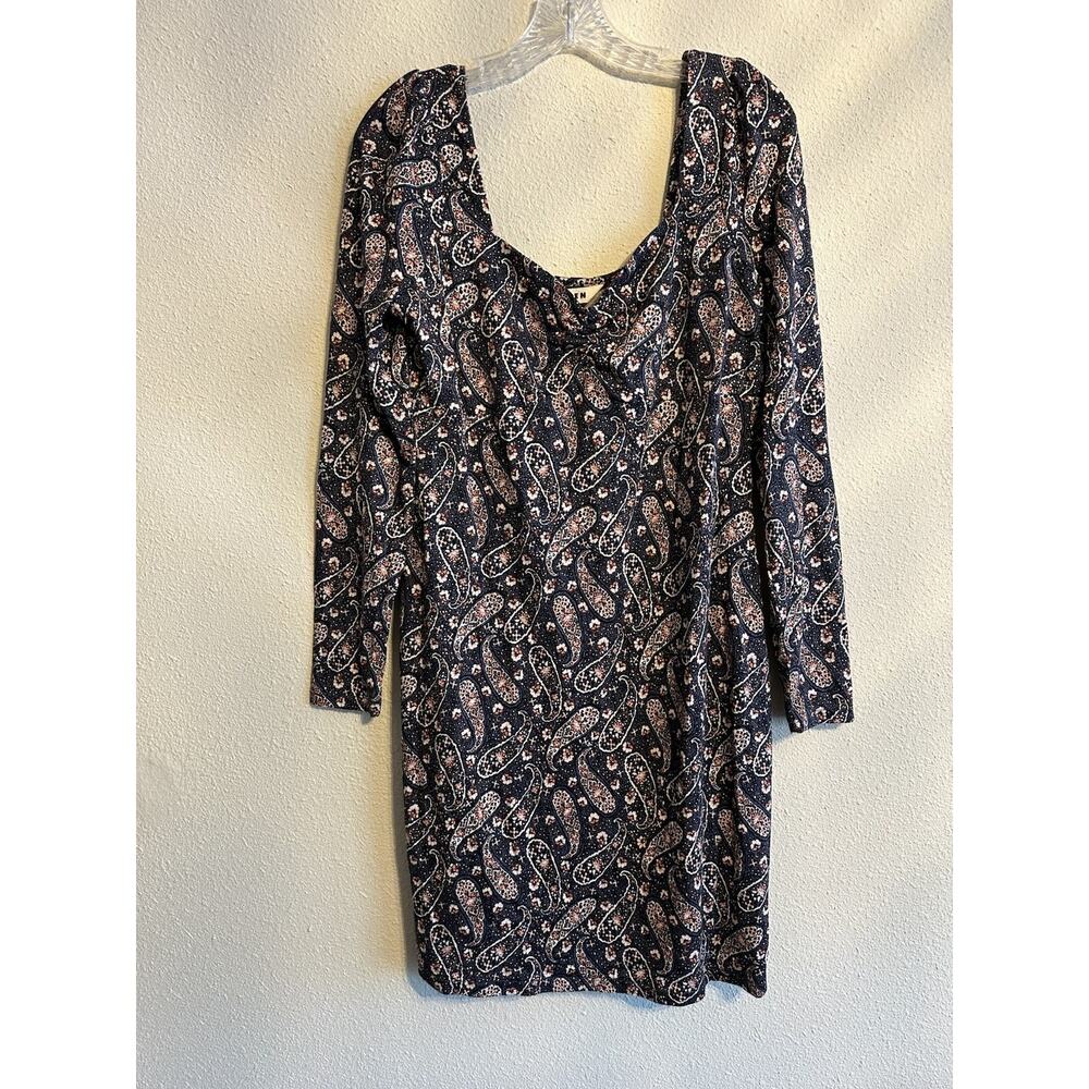 Woman’s Boden Paisley Jersey Midi Dress Sz 10 Blue/Orange Long Sleeve Casual